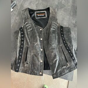 Women's Gray Leather Vest